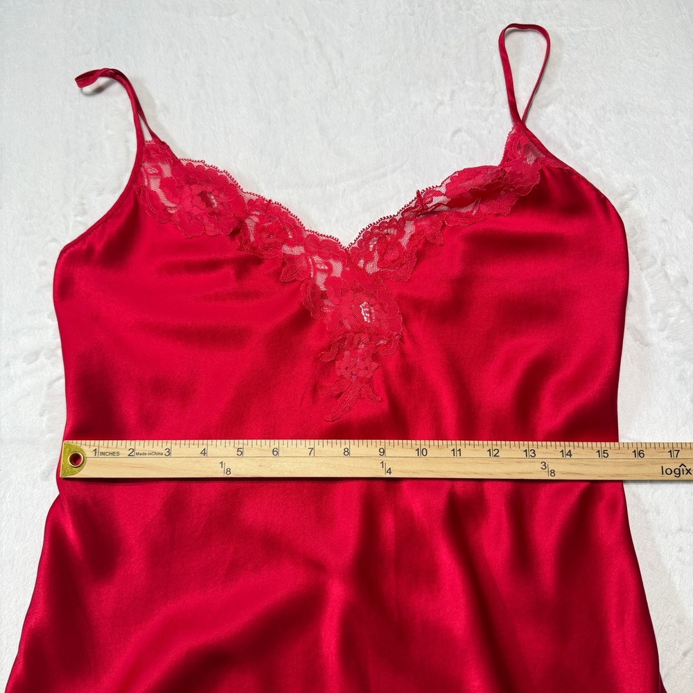 Vintage Victorias Secret Red Silk Slip Dress Lace Coquette Y2K Fairycore M - Picture 8 of 8